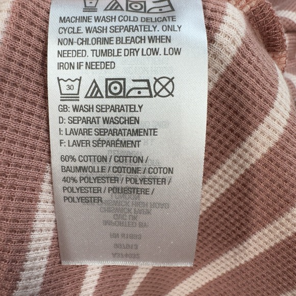 Denim & Co. Active Waffle Knit Tunic Women's MP Pink Stripe Cowl Neck QVC - Picture 3 of 7